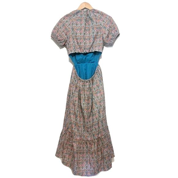 J Crew Liberty Fabric Floral Dress Side Cut Out Midi Boho Summer Blue Pink 6 - Picture 8 of 16